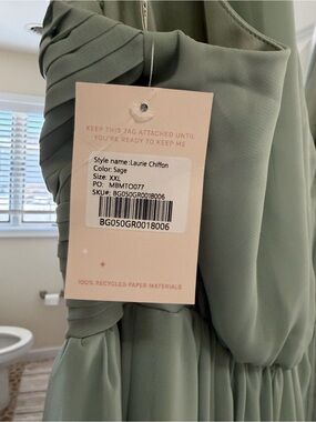 Birdy Grey One-Shoulder Sage Chiffon Dress